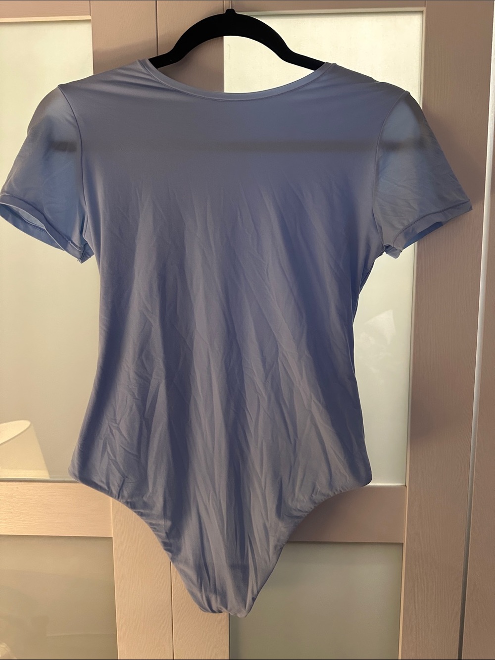 Auden Short-Sleeve Crewneck Bodysuit in Light Blue